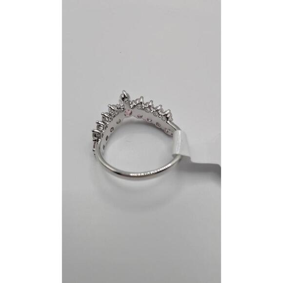 Silver Ring with Pink and Clear Stones, Size 8 - Picture 5 of 7